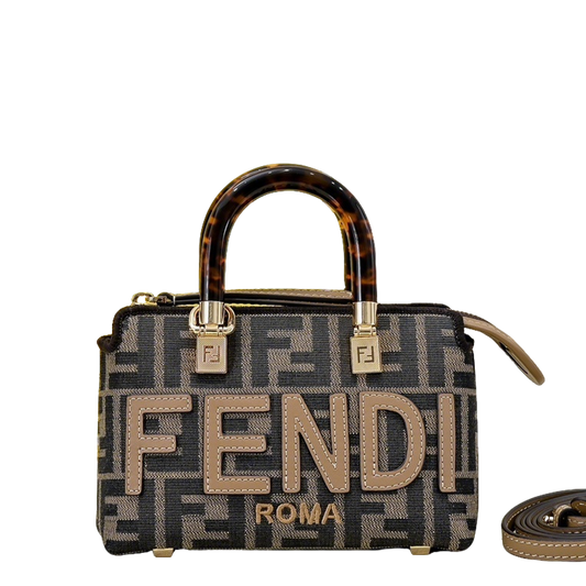Luxury Fendi by the way  Mini Handbag With Signature FF Pattern And Tortoise - Shell Handle 2020