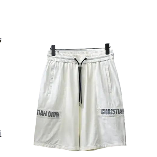 Christian Dior White Shorts With Brand Name Detailing