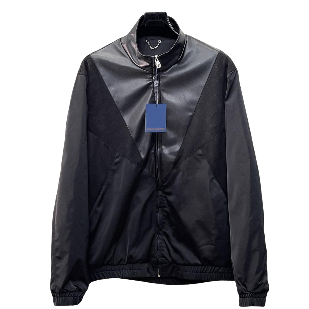 Louis Vuitton Men's Monogram Zip-Up Jacket with Stand Collar & Signature Hardware