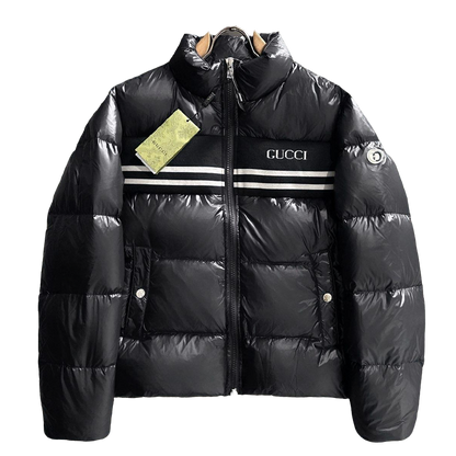 Gucci Black High - Neck Down Jacket With Brand Accents