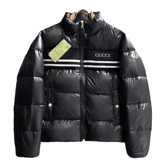 Gucci Black High - Neck Down Jacket With Brand Accents