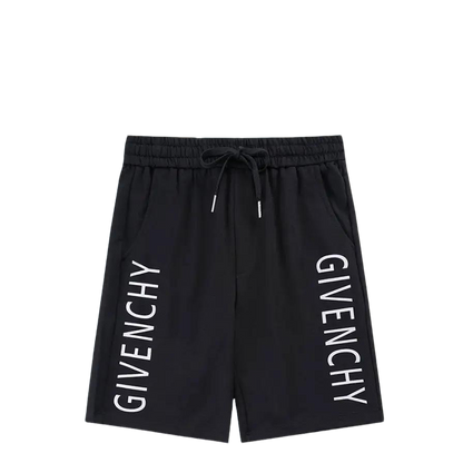 Givenchy Men's Black Drawstring Shorts with Side Logo Print