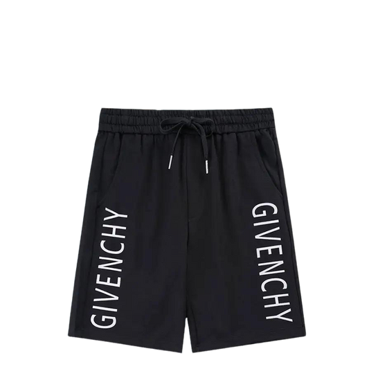 Givenchy Men's Black Drawstring Shorts with Side Logo Print