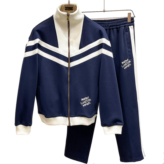 Louis Vuitton Men's Tracksuit Set, Zip-Up Jacket and Sweatpants, Designer Sportswear Outfit