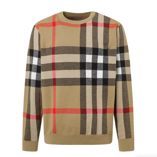 Burberry Men's Classic Check Crew Neck Knitted Sweater