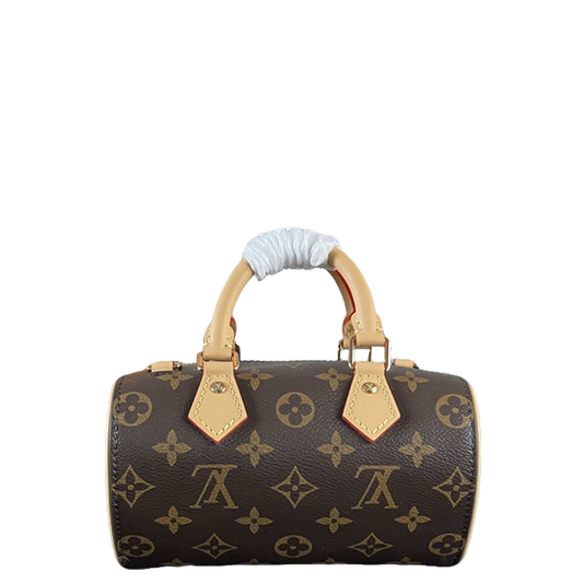 Stylish Louis Vuitton Nano Speedy Bag with Iconic Monogram and Luxe Leather Details