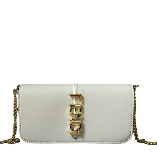 Elegant Fendi Chain Crossbody Bag With Gold - Tone Logo Accent 1121