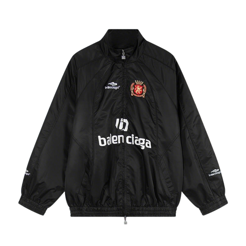 Balenciaga Black Sports Jacket With Brand Logos And Emblem