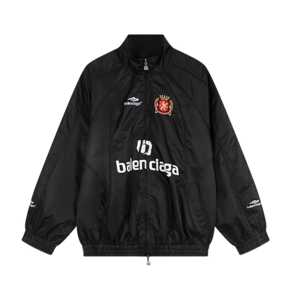 Balenciaga Black Sports Jacket With Brand Logos And Emblem