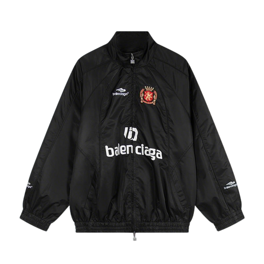 Balenciaga Black Sports Jacket With Brand Logos And Emblem