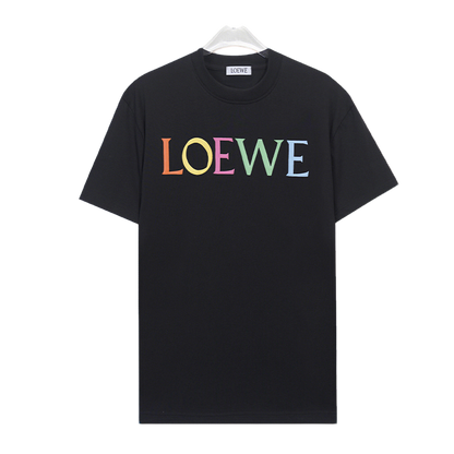 LOEWE Black/White Tee With Colorful 3D Lettering For Trendy High - Fashion Outfits