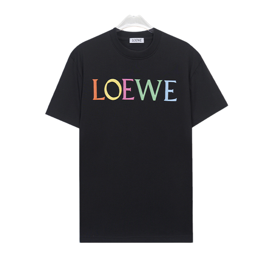 LOEWE Black/White Tee With Colorful 3D Lettering For Trendy High - Fashion Outfits
