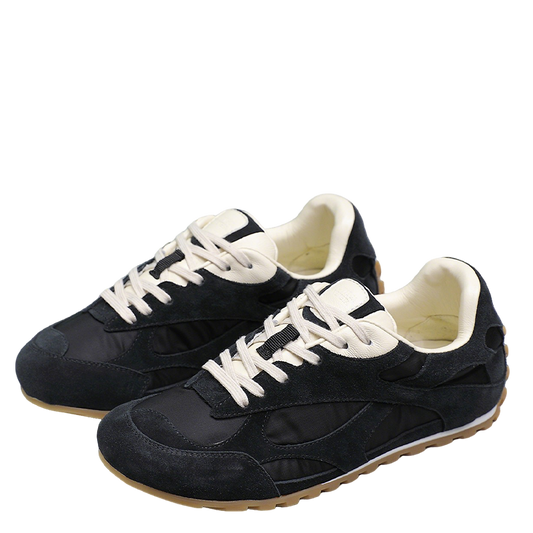 Bottega Veneta Unisex Black And White Suede Low - Top Sneakers
