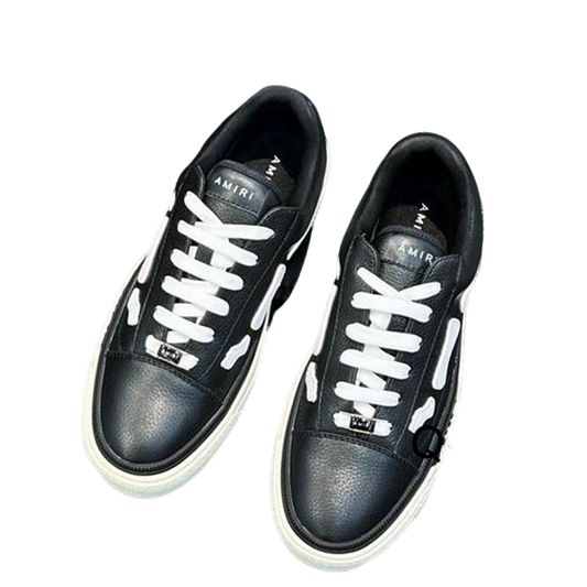Amiri Black And White Low - Top Leather Sneakers With Contrast Details
