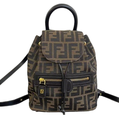 Elegant Fendi Mini Backpack With Iconic FF Pattern And Gold - Tone Hardware 185