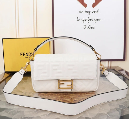 Chic Fendi Baguette Bag With Embossed FF Pattern And Gold - Tone Hardware 52039