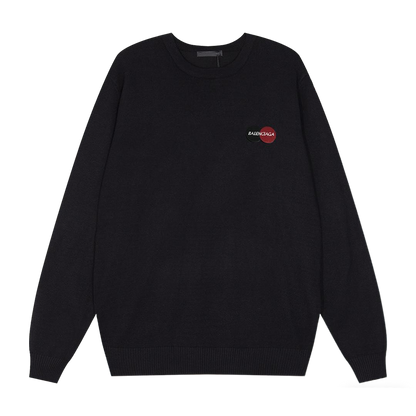 Balenciaga Black Crew Neck Sweater With Circular Brand Patches