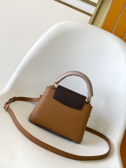Stylish Louis Vuitton Capucines Bag in Brown Grained Leather for Fashion Enthusiasts 3 colors available