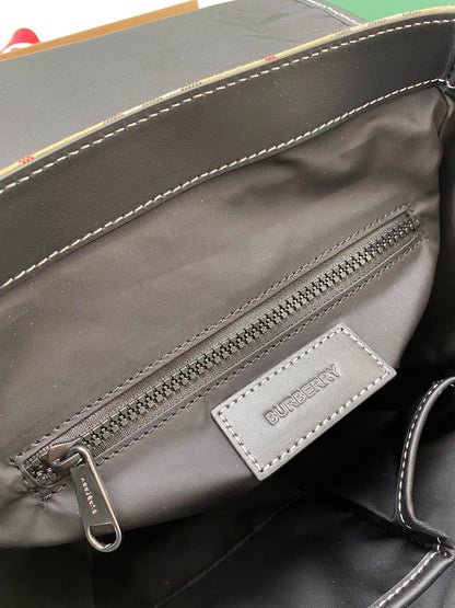 Classic Beige Checkered Burberry Backpack With Front Pocket And Adjustable Straps Style No.2432