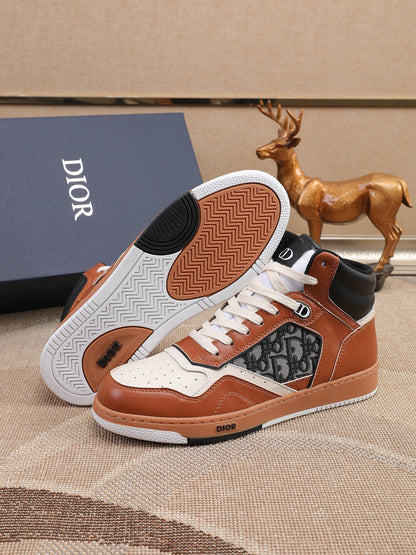 Dior Men's High Top Sneakers with Oblique Pattern and Adjustable Strap
