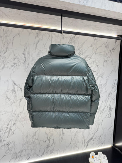 Prada Green High - Neck Down Jacket With Triangle Logo