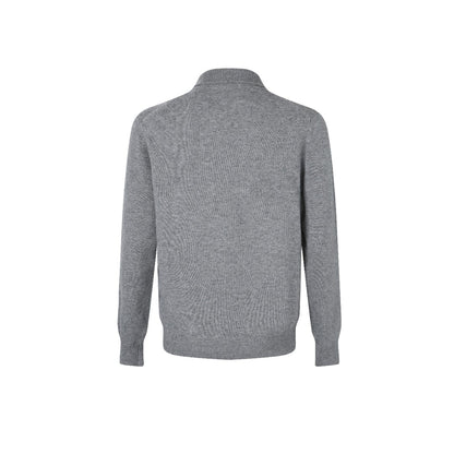 Burberry Men's Grey Half - Zip Cashmere Sweater With Logo