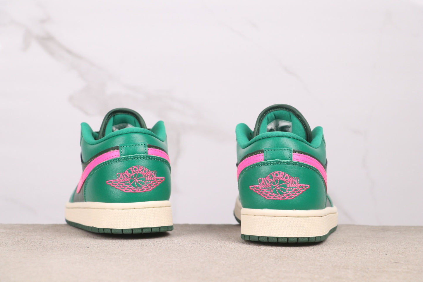 Air Jordan 1 Low Green Pink Leather Basketball Shoes For Men Women