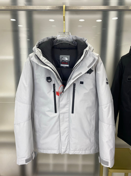 The North Face White Hooded Puffer Jacket Warm Outdoor Winter Coat