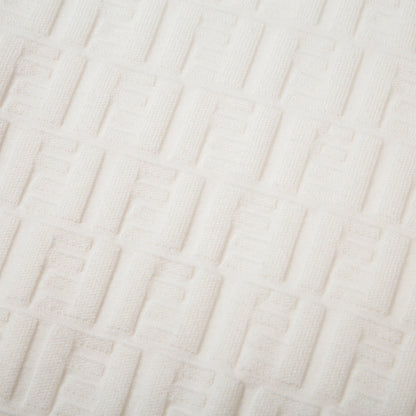 Fendi White Crew Neck Sweater With Subtle Textured Pattern