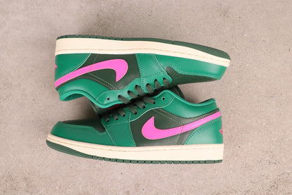 Air Jordan 1 Low Green Pink Leather Basketball Shoes For Men Women