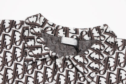 Dior Monogram Pattern Long Sleeve Knitted Fashion Sweater