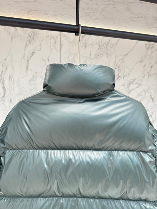 Prada Green High - Neck Down Jacket With Triangle Logo