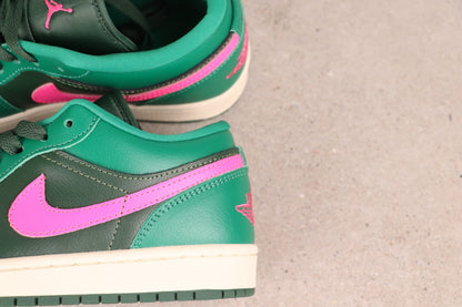 Air Jordan 1 Low Green Pink Leather Basketball Shoes For Men Women