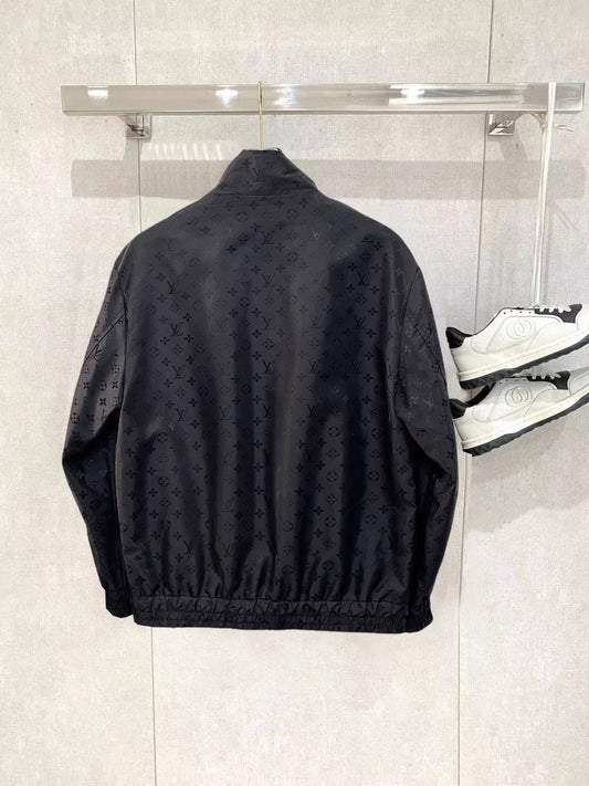 Louis Vuitton Men's Monogram Zip-Up Jacket with Stand Collar & Signature Hardware