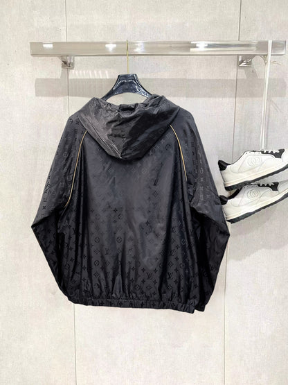 Louis Vuitton Monogram Print Hooded Windbreaker with Zip-Front