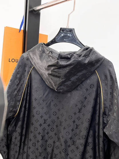 Louis Vuitton Monogram Print Hooded Windbreaker with Zip-Front
