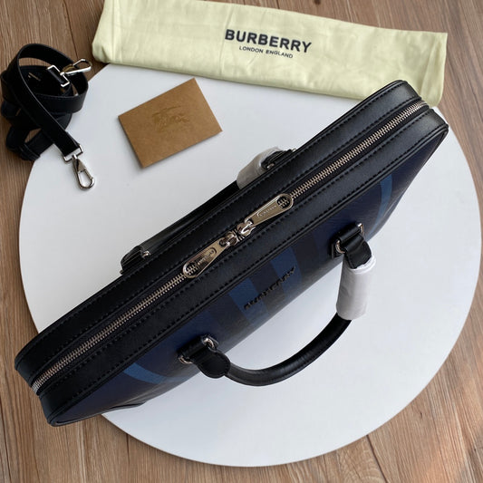 Stylish Burberry Briefcase With Iconic Check Pattern For Sophisticated Business Look Style No.80546751