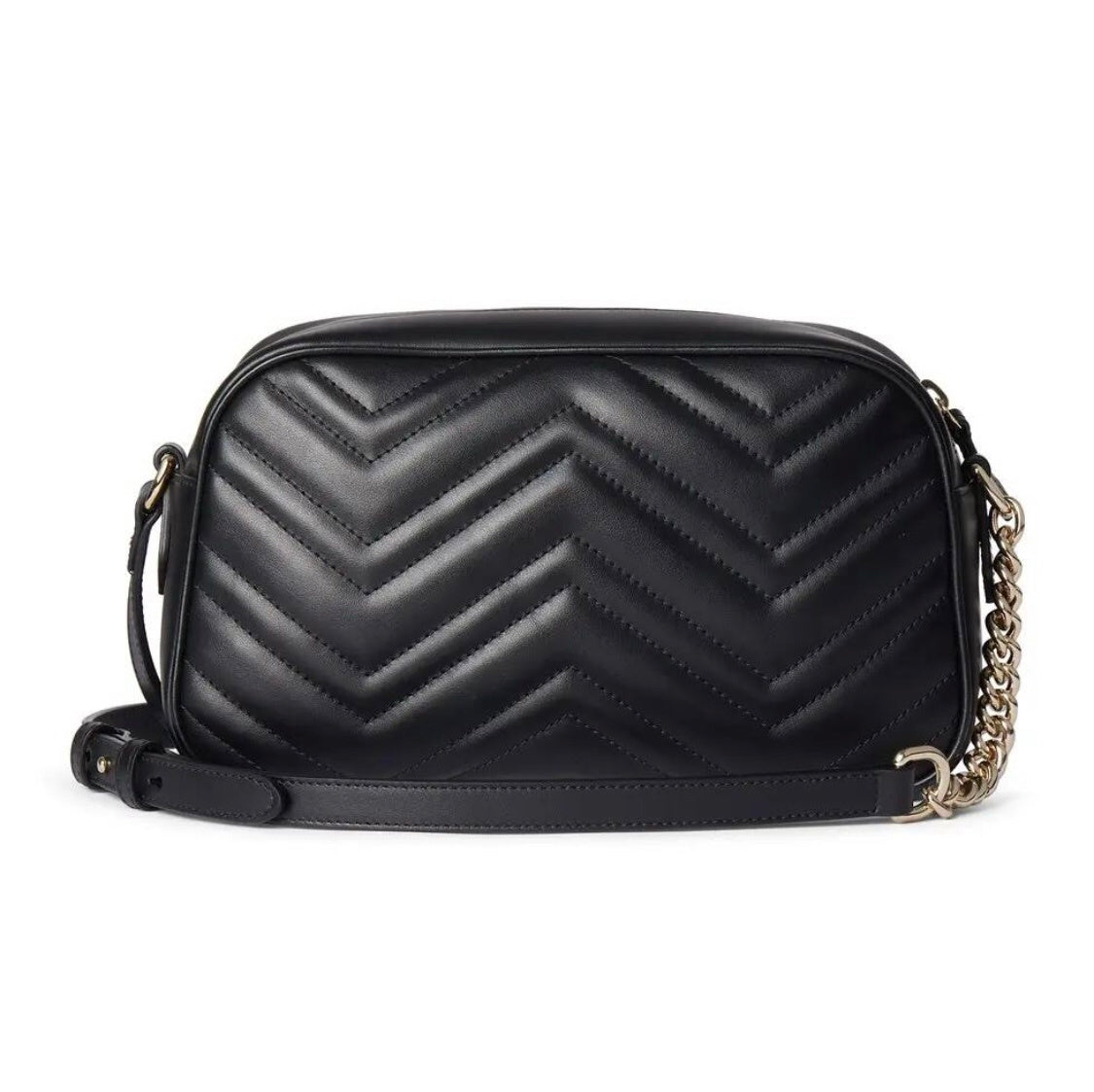 Gucci Black Matelassé Leather Shoulder Bag With Gold Tone Double G Hardware 798715
