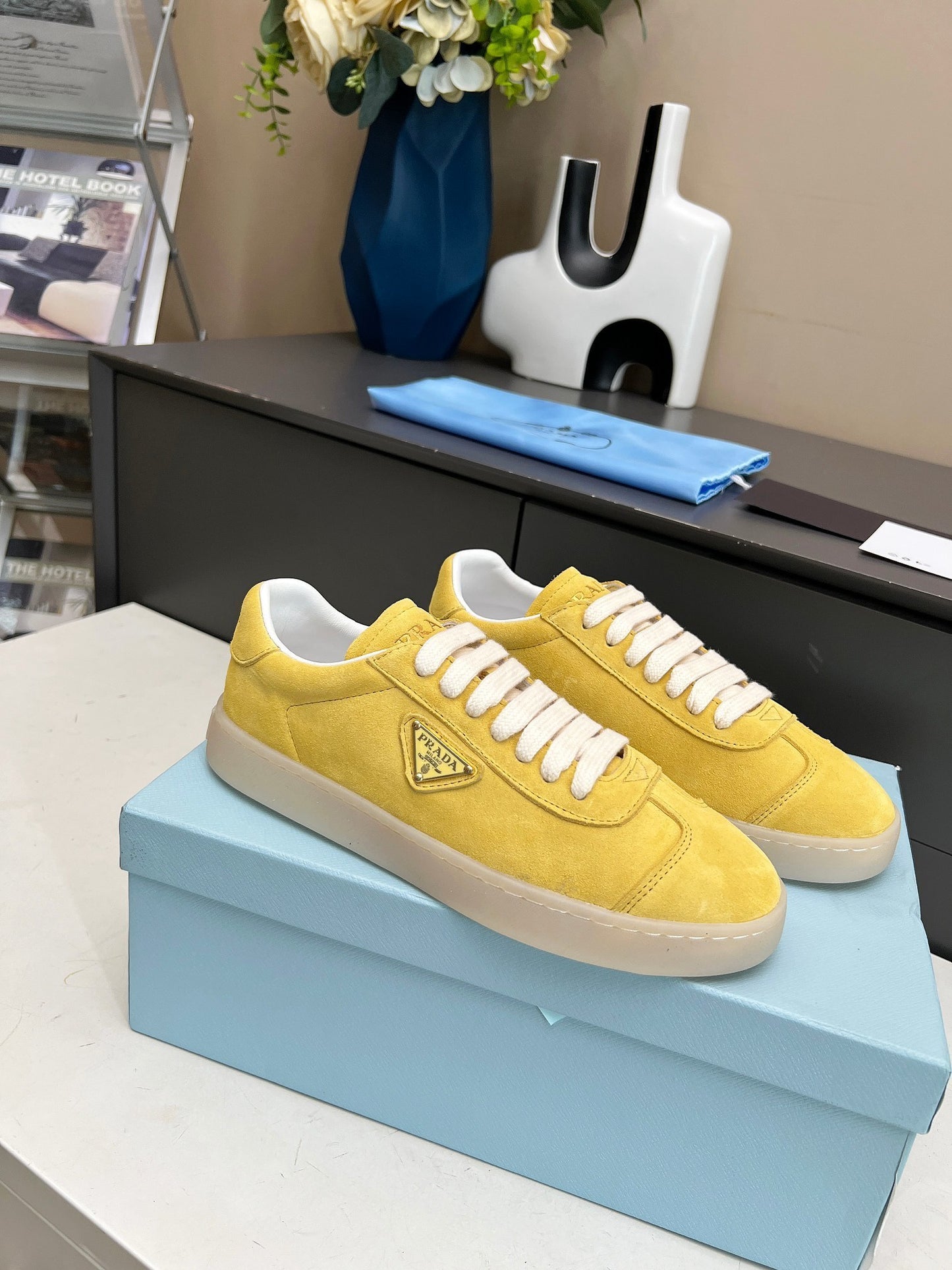 Prada Unisex Sneakers Triangle Logo Luxury Fashion Sneakers