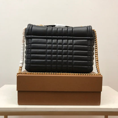 Elegant Black/Red/Green/Brown Quilted Burberry Crossbody Bag With Gold TB Logo And Chain Strap Style No.80490501