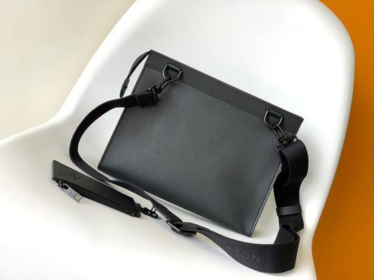 Louis Vuitton Black Leather Crossbody Bag with Signature Logo for Modern Fashionistas M59329