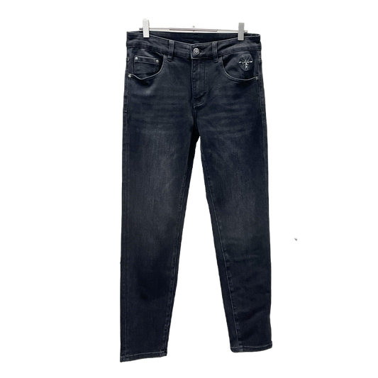 Dior Dark Grey Denim Jeans With Embroidered Logo Detail
