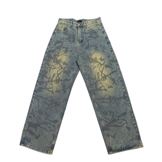 Balenciaga Unisex Jeans With Unique Pattern And Retro Style