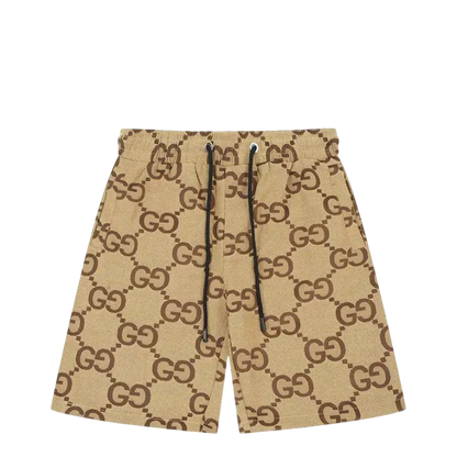 Gucci Men's Beige GG Monogram Drawstring Casual Shorts