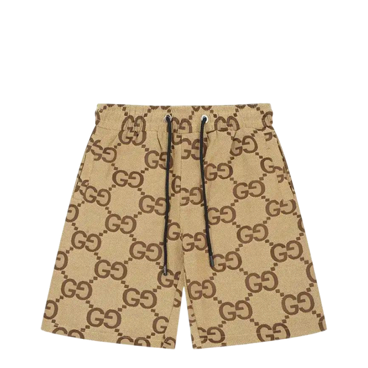 Gucci Men's Beige GG Monogram Drawstring Casual Shorts
