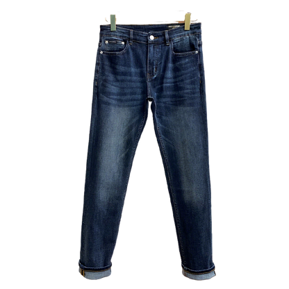 Dolce & Gabbana Dark Blue Denim Jeans With Rolled - Up Cuffs