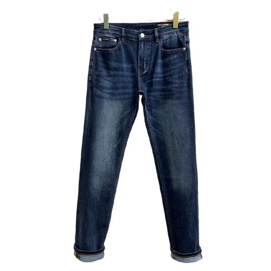 Dolce & Gabbana Dark Blue Denim Jeans With Rolled - Up Cuffs