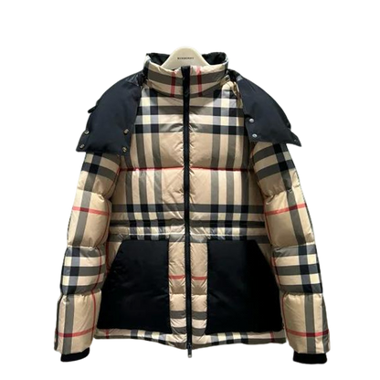 Burberry Iconic Check Pattern Puffer Jacket With Detachable Hood For Winter Fashion