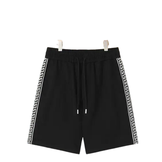 Givenchy Men's Black Shorts with Greek Key Pattern Details