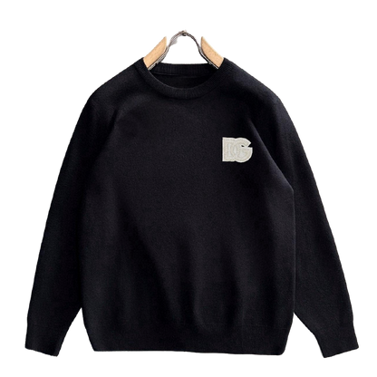 Dolce & Gabbana Men's Black Crew Neck Knitted Sweater With Logo